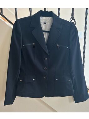 Black blazer with White Pinstripe Satin Lining